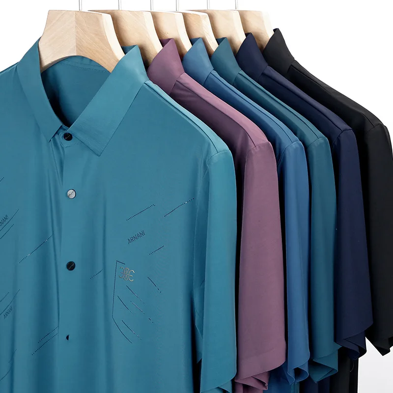 Direct Selling Seamless Men Short Sleeve Shirt Summer Thin Menswear Ironing Free Shirt Business Casual Shirt