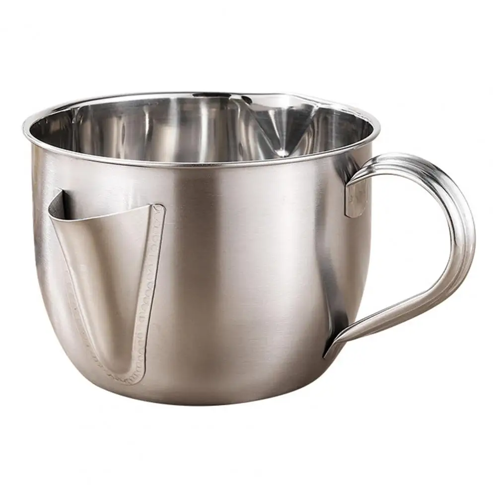 Meat Oil Grease Separator with Handle Multi-use 304 Stainless Steel Two-way Outlet Oil Filter Bowl Kitchen Gadget