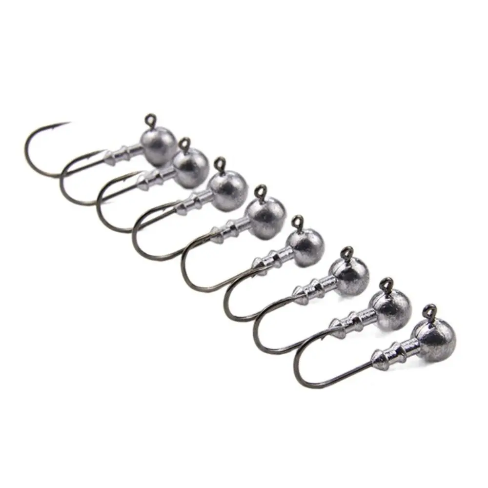 10PCS High Carbon Steel Jig Head Hook 3.5g 5g 7g 10g 14g Strengthening Lead Heads Jig Hook Barbed Fixed Fishing Hook