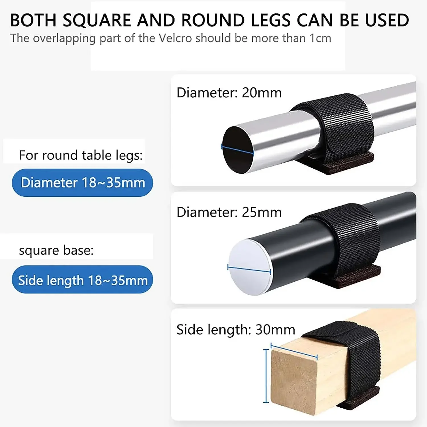 Furniture Felt Pads Wrap-Around Floor Protectors with Hook and Loop Fasteners for Hardwood Floors, 6-Pack
