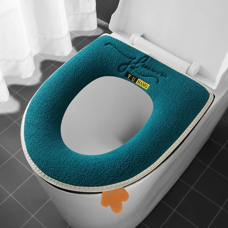 Warm Toilet Seat Covers With Zipper Lid Lifter Handle Cartoon Cat Toilet Seat Cushion Pad Stretchable Washable Toilet Seat Mats 6