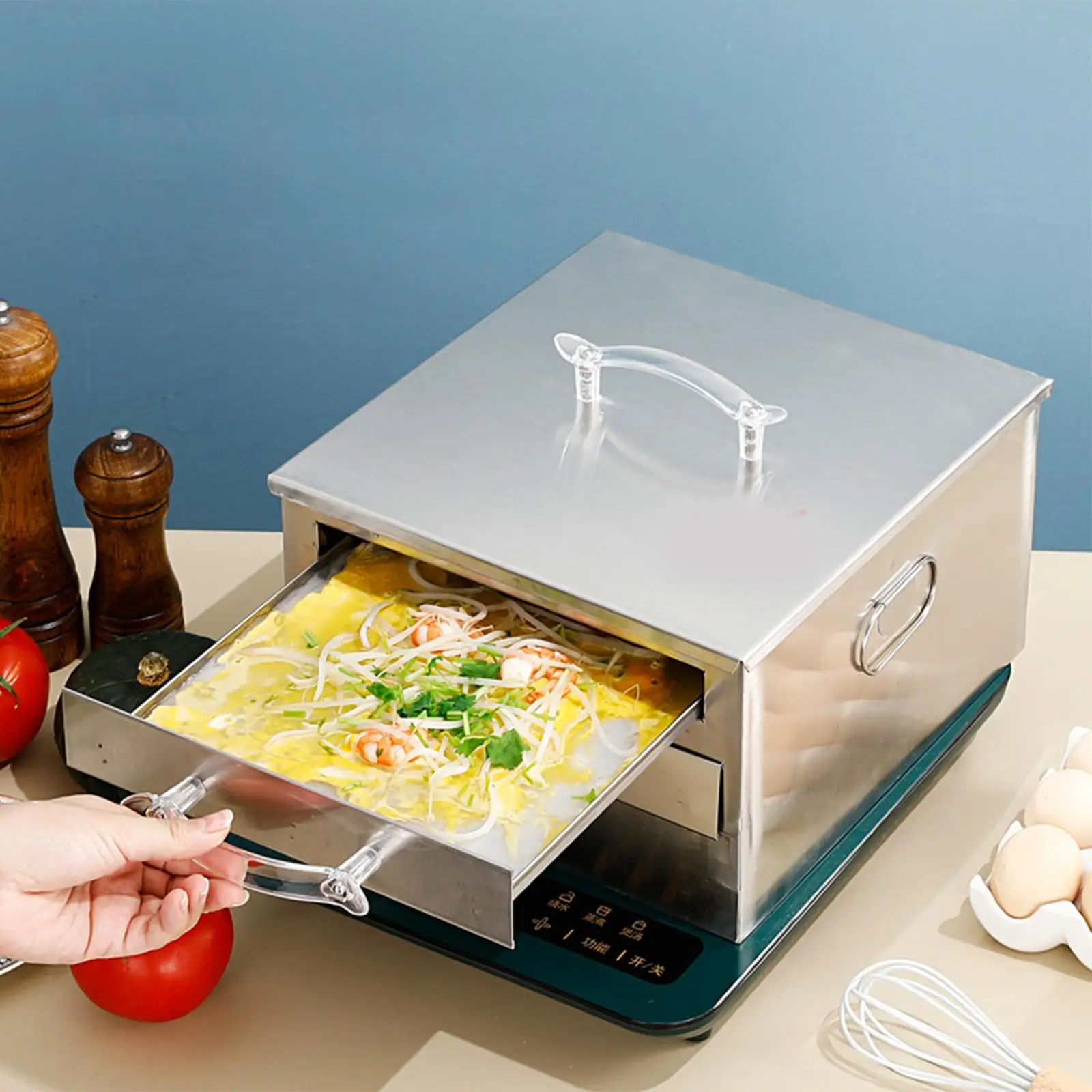 Rice Roll Maker 2 Tiers Bun Steam Machine for Kitchen Cooking Home Use