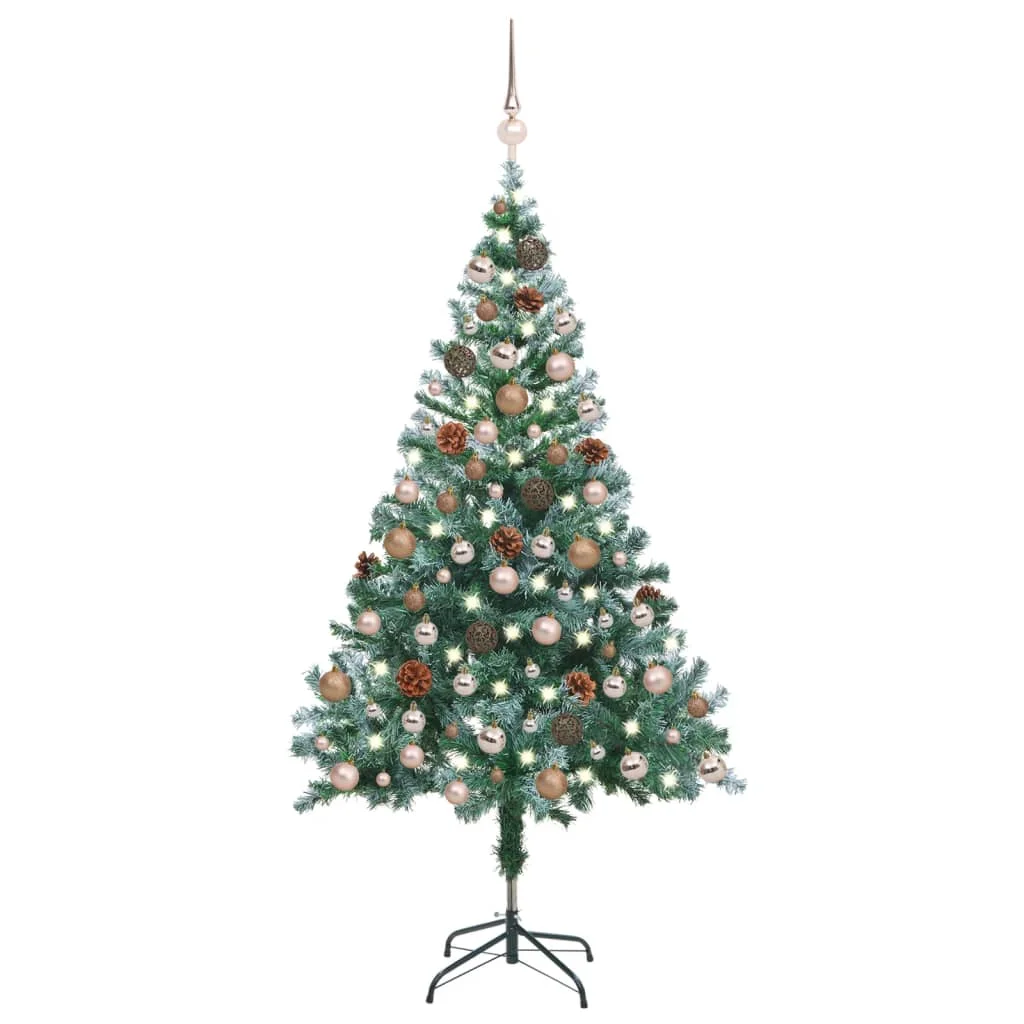 Albero Di Natale Artificiale Gelo Led Palle Mele Di Pino Cm