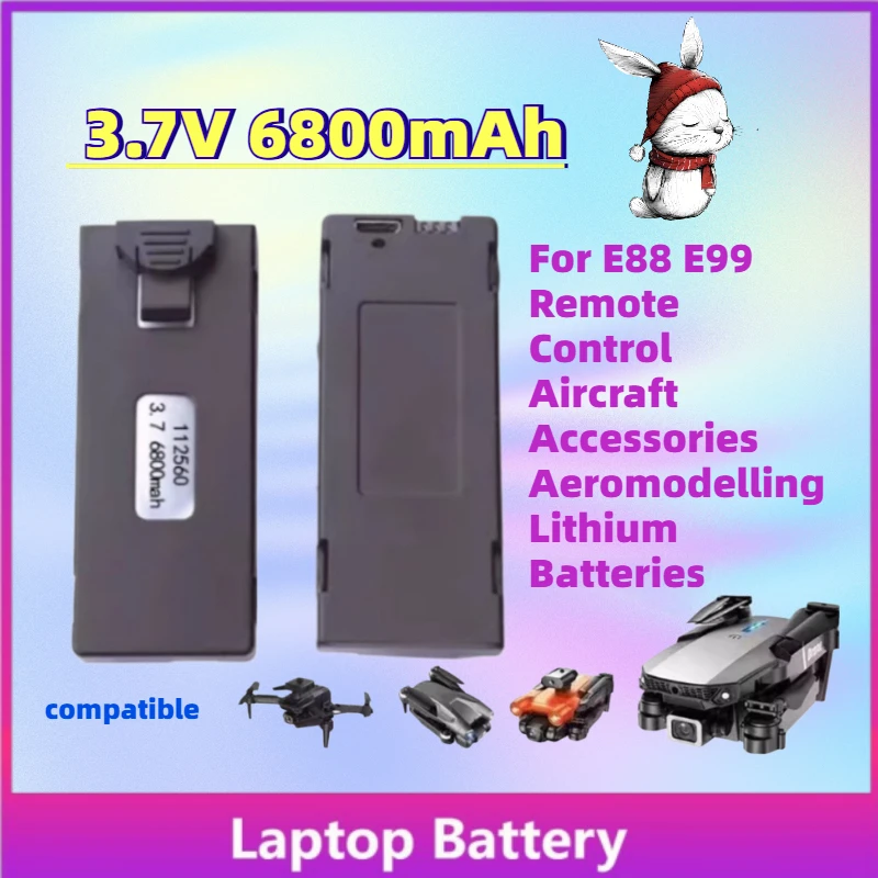 Batterie Drone 3.7V 6800mAh Li-po pour E88 E99 - Lot de 1 ou 2