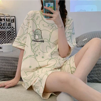 طقم بيجاما نسائي صيفي بأكمام وشورت قصير — صورة 5