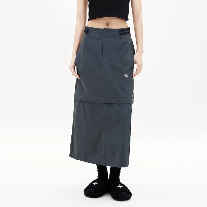 

Cargo Midi Skirts Women's High Waist Summer Grey Ankle-Length A Line Detachable Skirt Retro Y2K Casual Streetwear