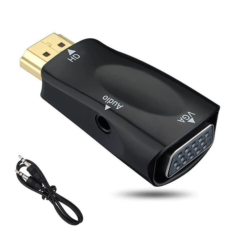 Full HD 1080P HDMI Male To VGA Female Adapter 3.5mm Jack Audio Cable Converter hdmi to vga adapter cable For PC Laptops TV Box Computer Display Projector
