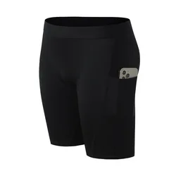 Men's Quick-Dry Compression Workout Shorts - Athletic Fitness & Sports Gear - M (Black)