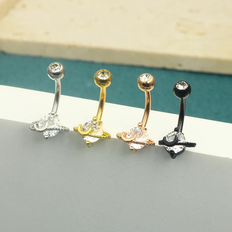 Navel Piercing Belly Button Rings Bar Belly Ring Barbell Stainless Steel Sexy Beach for Women Body Jewelry 14G Moon World