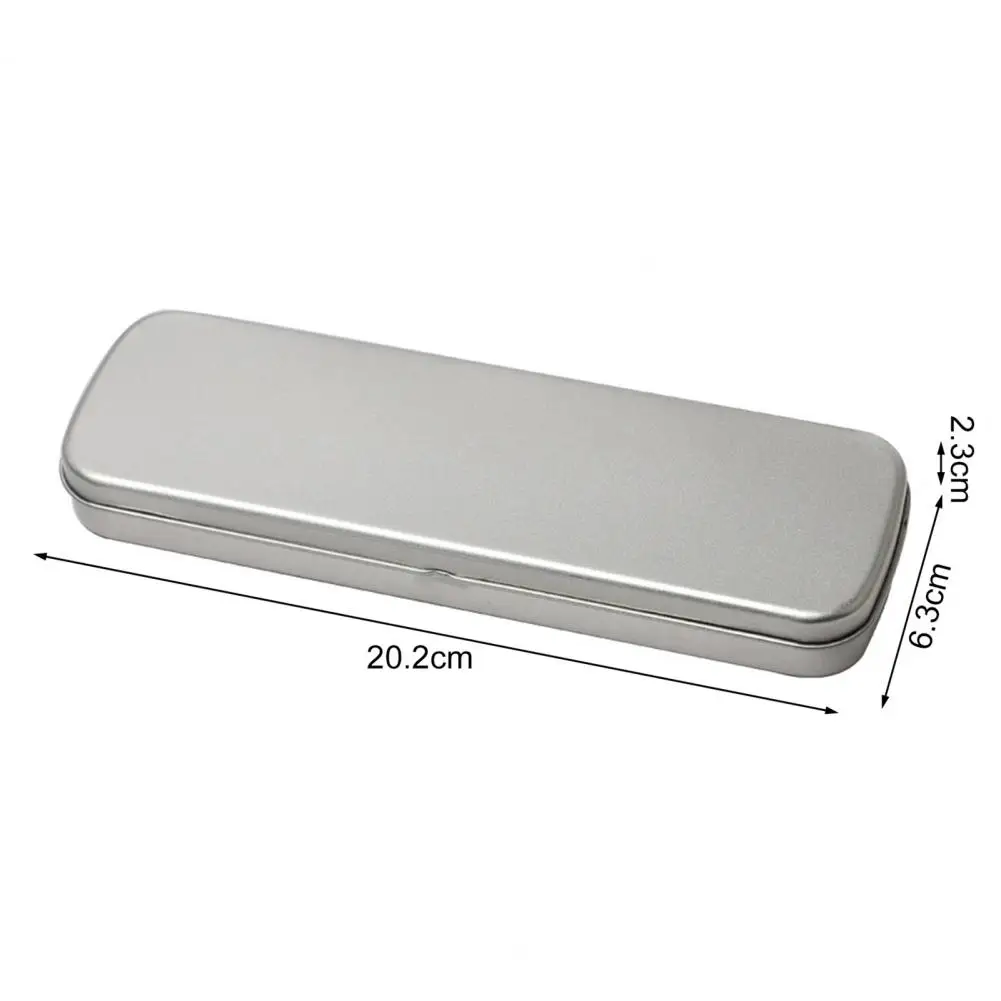 Stationery Box Pencil Cases Rectangular Metal Hinged Storage Boxes for Makeup Brushes and Home Organization