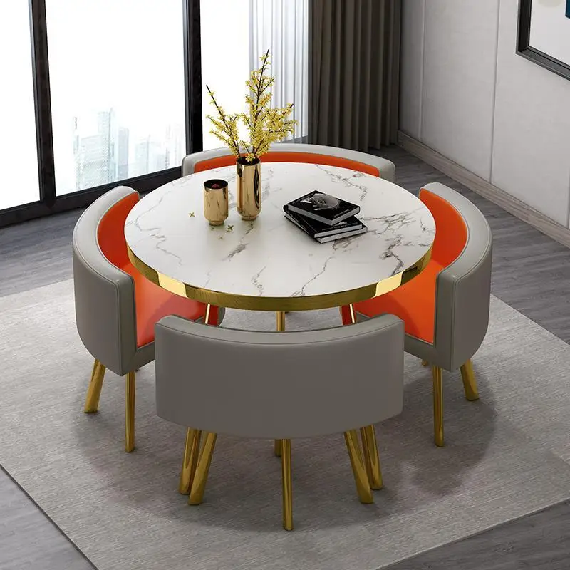 Light luxury negotiation net celebrity office reception small round table chair combination shop dining table and chair