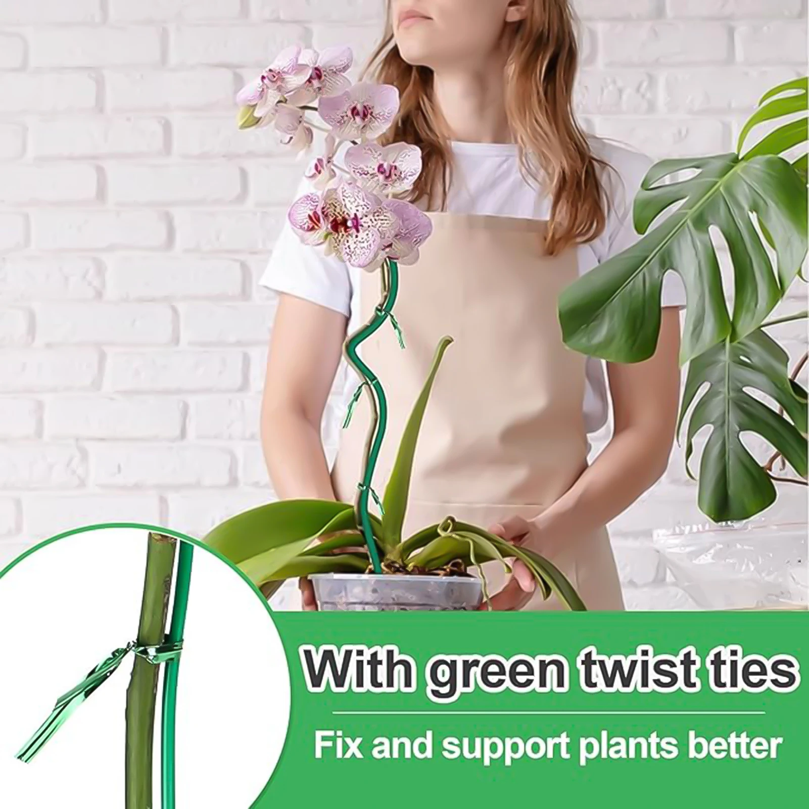 12M Flower Support Stick with 20 Clips Potted Plant Support Sticks Sturdy Plant Supporting Fixing Stake for Garden Potted Plants