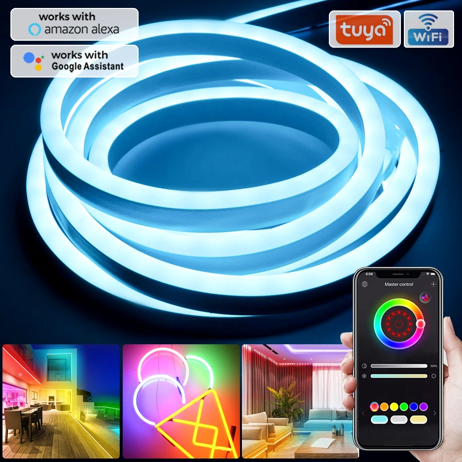 5m-10m-30m-50m-100m-RGB-LED-Neon-klar-erit-220V-5050SMD-ile-Wifi ...