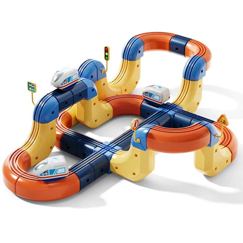Circuit De Train Magnétique 3D 32 Pièces - Train électrique Enfant Avec Blocs De Rail Modulables, Créativité STEM, Boucles Et Pentes