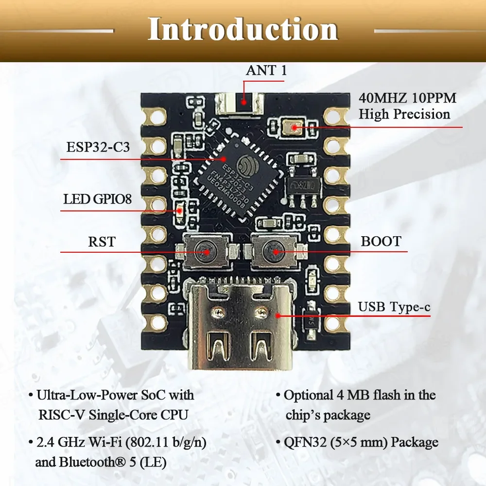 MINI Moduli Scheda Di Sviluppo ESP32 C3 Modulo Wifi BT Bluetooth - Foto 4