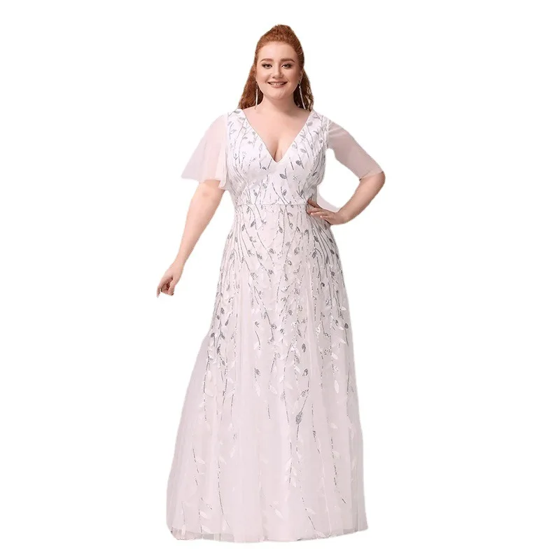 ICCLEK Gala Dresses Woman Formal Occasion Dresses Vestidos De Festa Plus Size Fat Fancy Women\'s Bright Dress