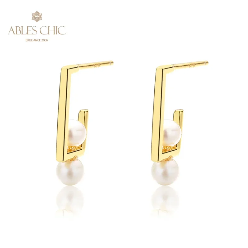 

AC Freshwater Pearls 3.5-4mm Accent Huggies High Polished 18K Gold Tone Solid 925 Silver Wired Stud Earrings PE1011