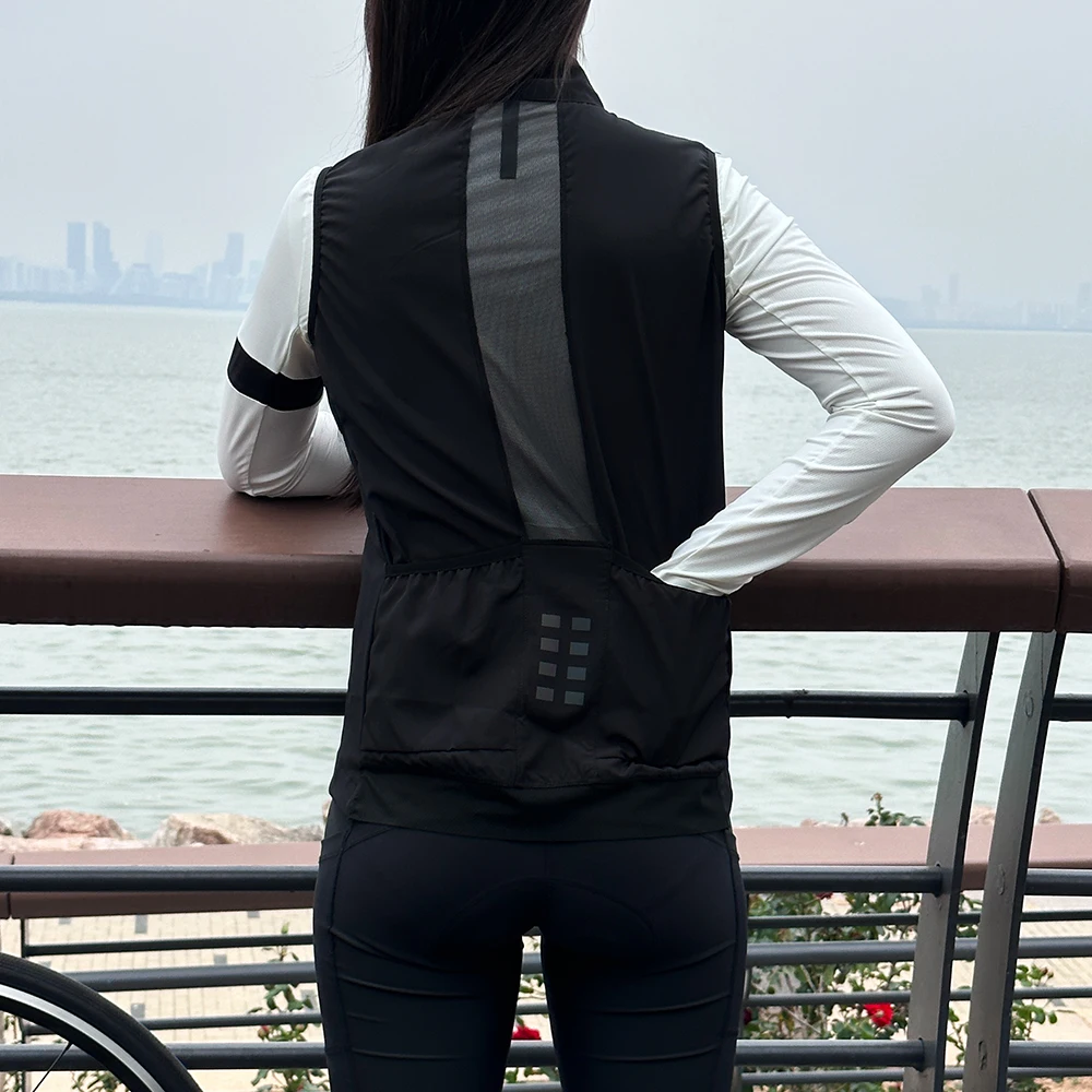 WOSAWE Women's Lightweight Bike Vest Windproof Vest Cycling Wind Gilet New Stretch fabric With Two Way Zipper 3