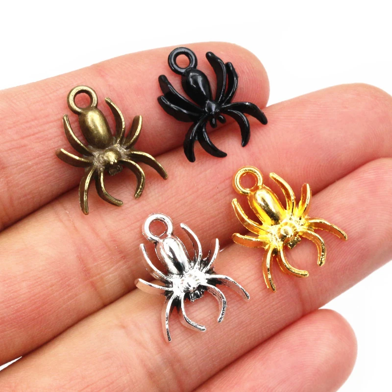 17x14mm 20pcs Schwarz Bronze Gold Antike Silber Überzogene Spinne Handgemachte Charme Anhänger: DIY für armband halskette