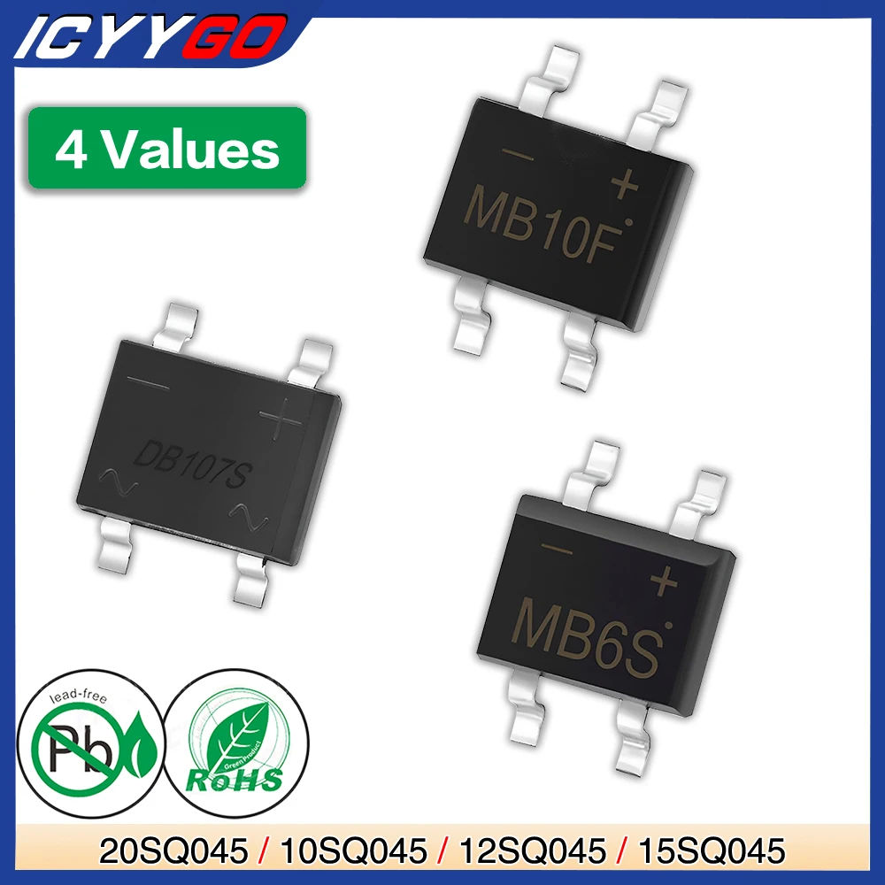 Db207S Mb10F Mb6S Mb10S Db107S Raddrizzatore A Ponte A Diodi Smd Mbs Mbf 2A 1A 0,5A 600V 1000V Mb 6S 10S Diodi Al Silicio Monofase