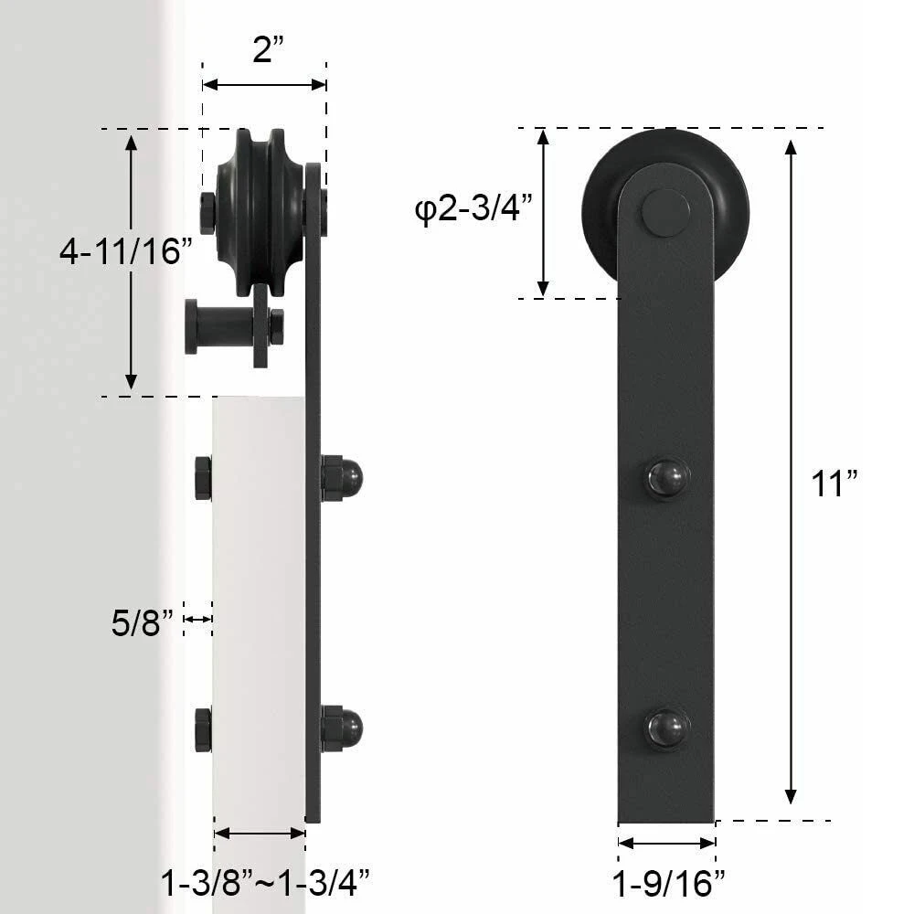 YOUTHUA Sliding Barn Door Hardware Kit Slide Heavy Duty For Single Barn Door Track Roller System Black Steel Rail Hanger