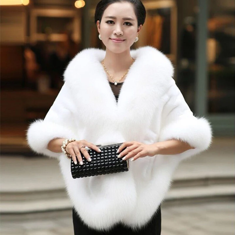 

Oversized Bridal Wraps Winter Warm Faux Fur Jacket Wedding Coat Bridesmaid Shawls Outerwear Women Accessory Winter Coat Women