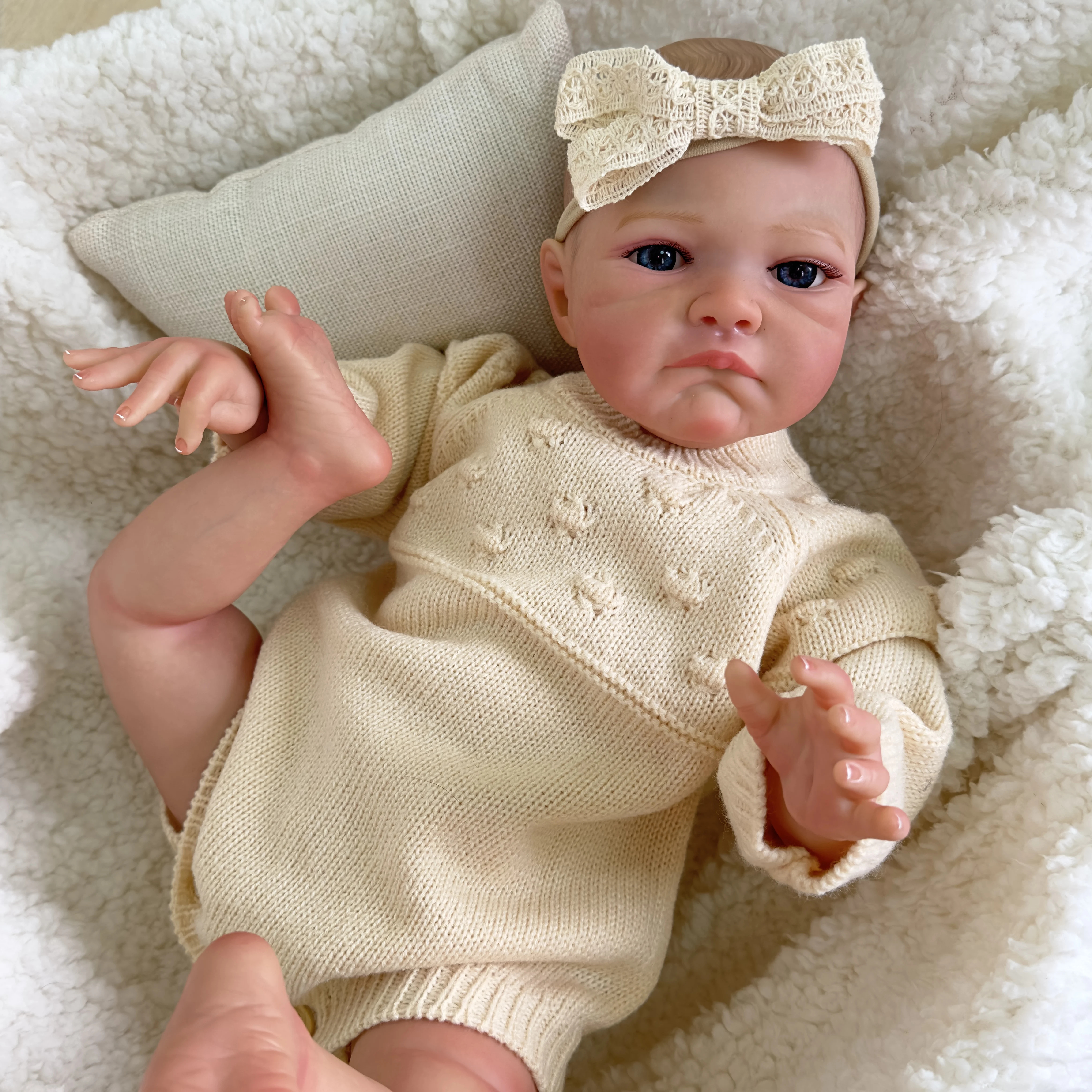 

50cm Bebe Reborn Dolls August Newborn Baby Already Finished Painted Baby Girl Dolls 3D Skin Visible Veins High Quality Doll