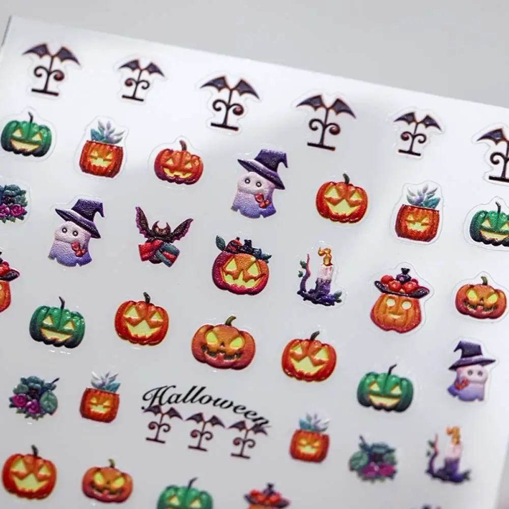 Nail Accessories Halloween Nail Stickers Manicure Ornaments DIY Nail Decorations Halloween Nail Decals Pumpkin Ghost Pattern