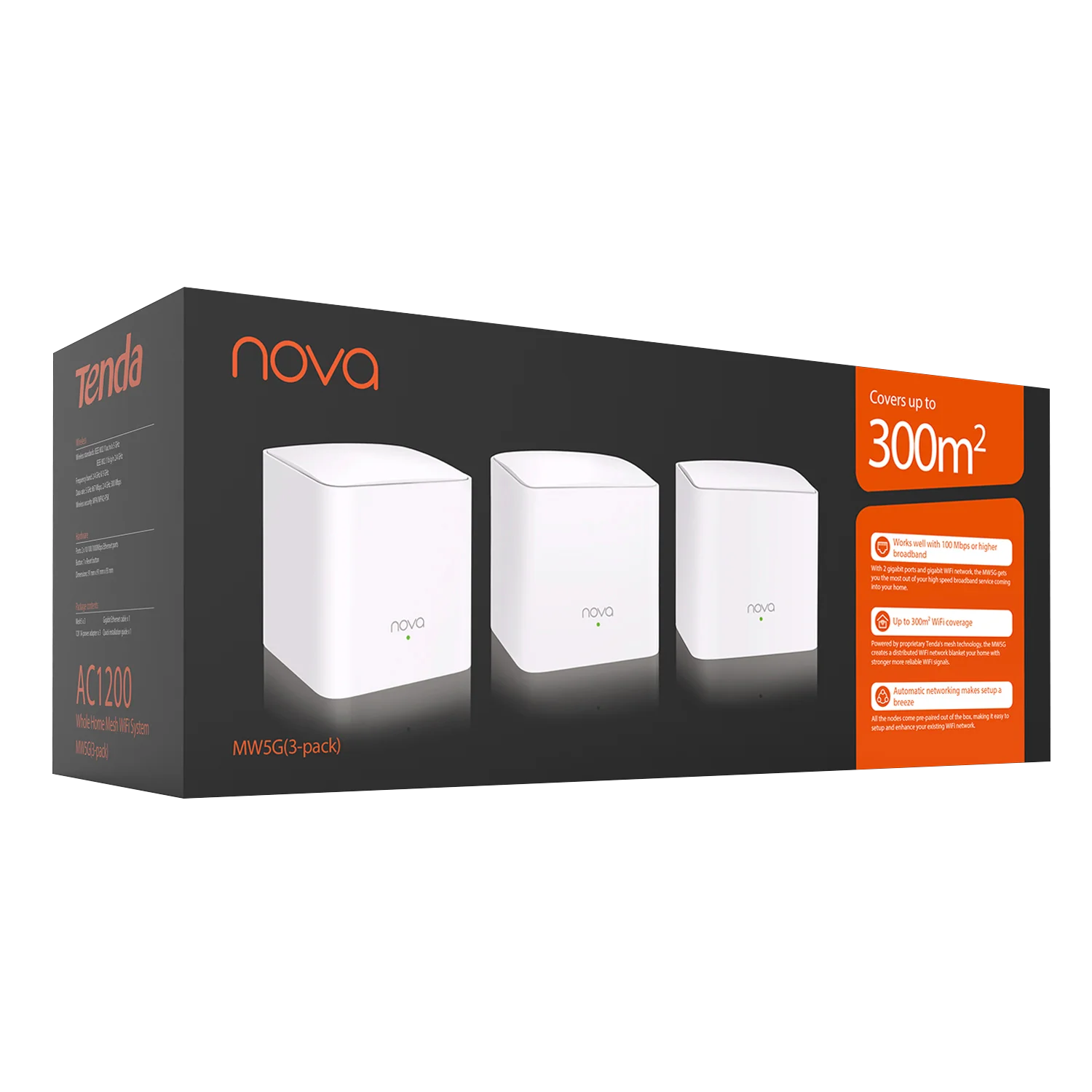 Router WiFi Tenda Mesh AC1200 2.4 e 5Ghz MW5G Router Nova Mesh da 1200 Mbps Fino a 6000 piedi quadrati Tenda Versione globale Router Gigabit Mesh
