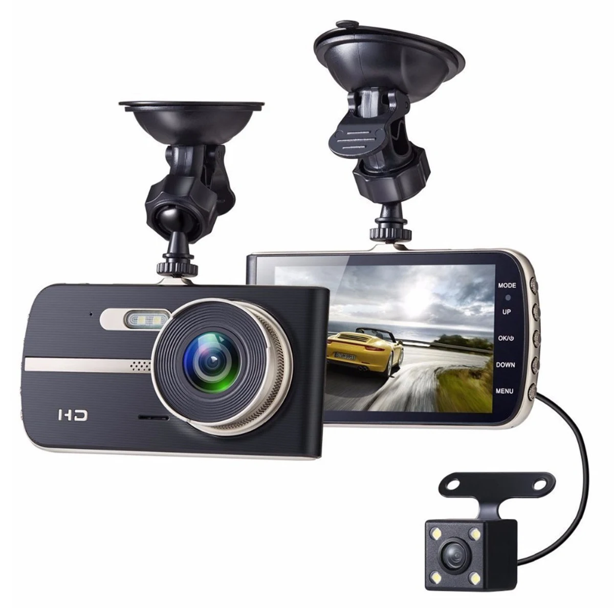 

4 Inch FHD 1080P DVR Camera Dual Lens Night Vision G-Sensor Rear View Auto Registrator Dash Cam Video Recorder