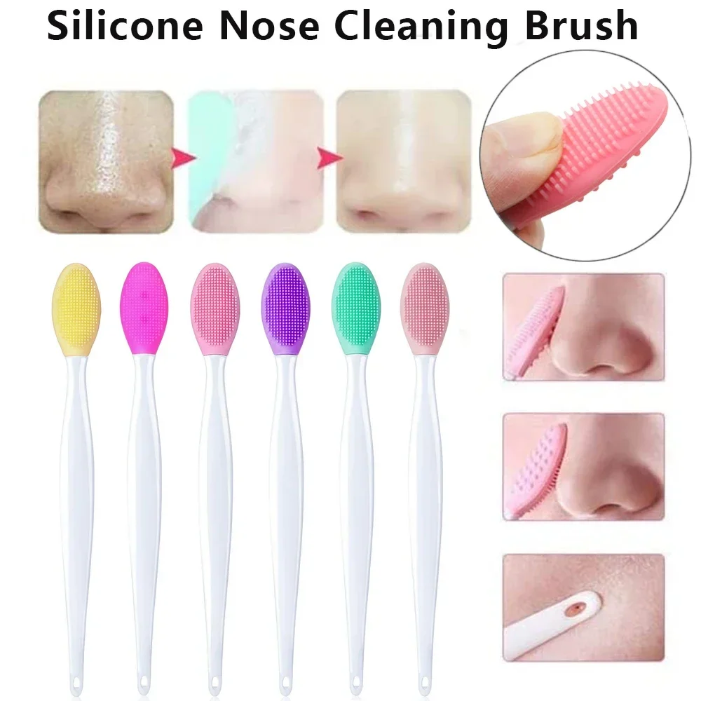 Silicone Brush Beauty Skin 1PC/4PCS  Care Wash Face Exfoliating Nose Clean Blackhead Removal Brushes Tools With Replacement Head
