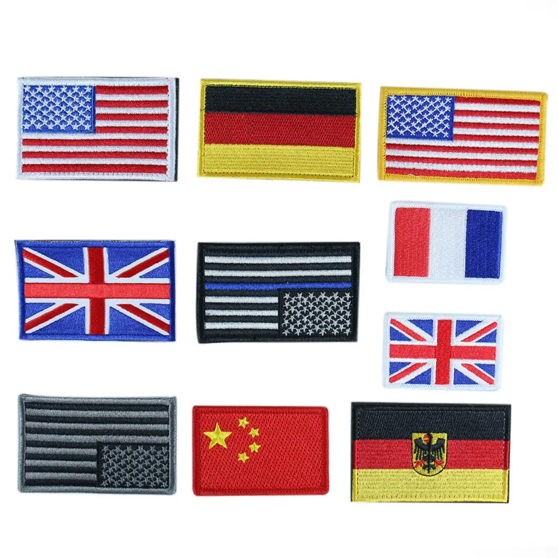 Europe Flag Embroidered Hook Loop Patch Britain Germany Usa Eu Tactical