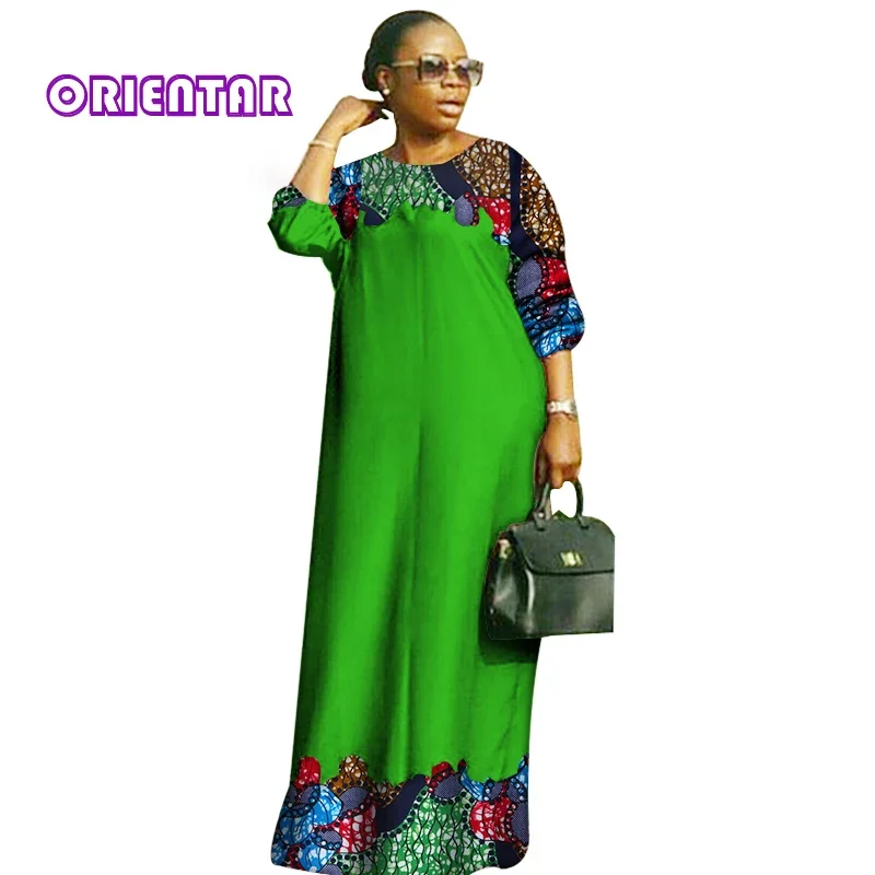 

2021 африканские платья для женщин большие размеры Дашики Платье базин богатые о-образный вырез Длинные свободные платья 6xl WY2879