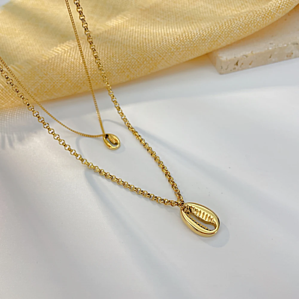 

JHSL Unique Design Women Statement Pendant Layered Necklace Stainless Steel Neck Chain Gold Color Fashion Party Jewelry