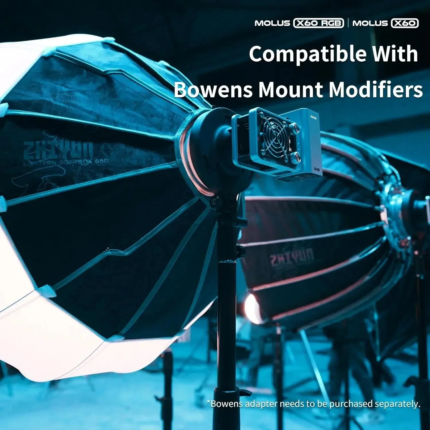 ZHIYUN MOLUS X60 촬영용 휴대용 야외 사진 조명, LED 포켓 필 램프, X60 RGB, 2 색, 60W COB 비디오 라이트