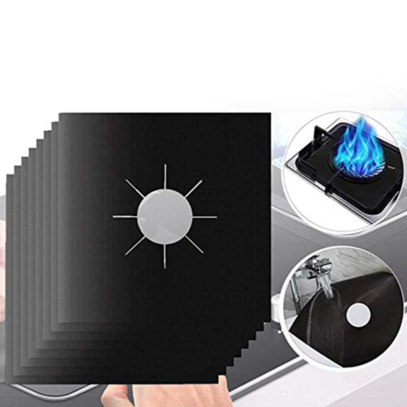 4pcs/set Gas Range Protector Reusable Burner Cover Kitchen Pad Stove Protector Cooking Baking Cleaning Pad Kitchen Accessories