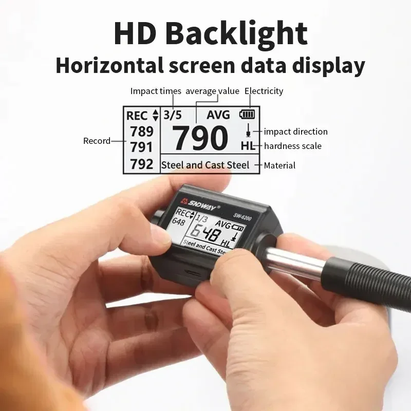 2026 미니 디지털 경도 시험기 SW-6200 Hrc Hrb Hb Hl Hv Hs 펜형 금속 스테인레스 스틸 경도계용 장치