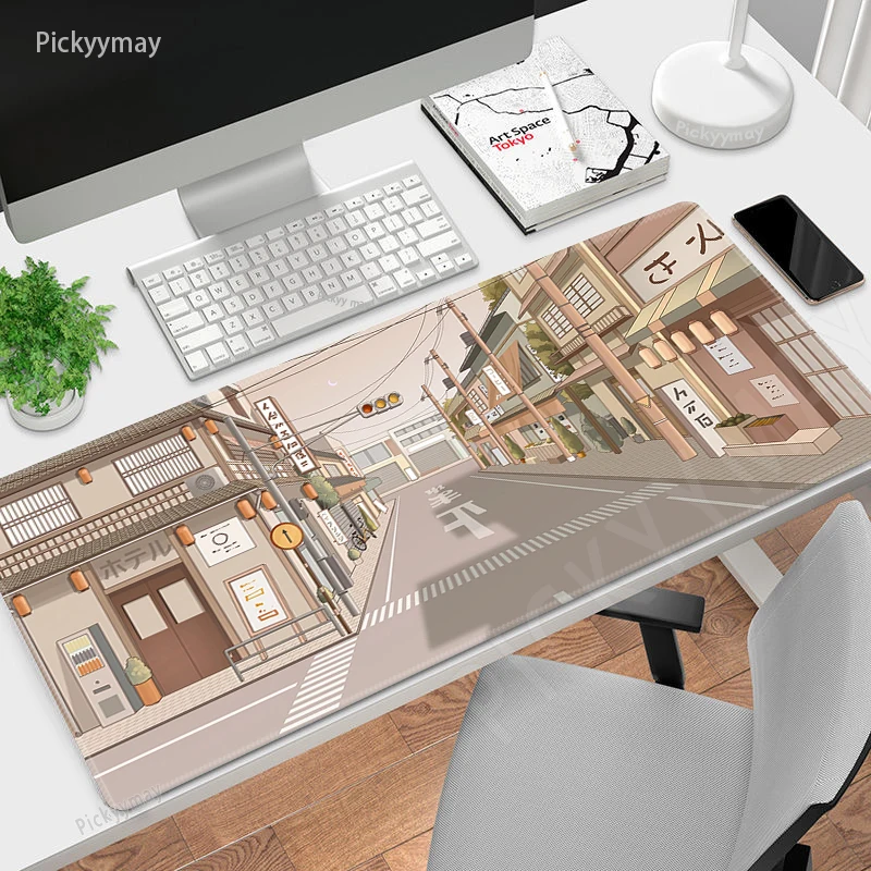 Bonito Non-slip Rubber Gaming Mouse Pad Anime Street Gamer Mousepad Large Lock Edge Computer Desk Mat - Imagem 4