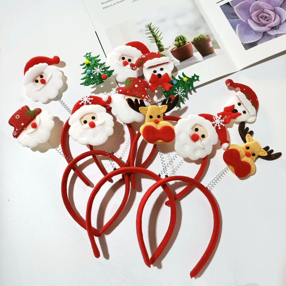 Christmas Headband Kids Gifts Adult Hair Accessories Santa Claus Elk Xmas Christmas Decor Photo Props New Year Gifts 1/5/10pcs