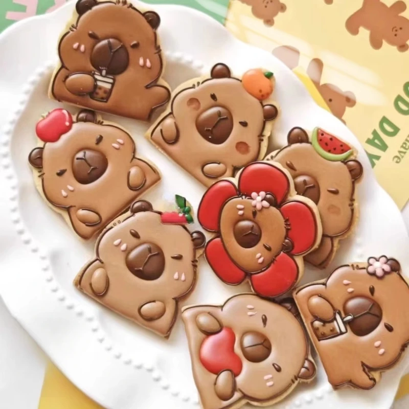 Cute Capybara Biscuit Mold Cartoon Animal Cookie Cutter and Stamps Fondant Cake Decoration Baking Tools Kitchen Gadget