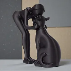 Abstract Pet Companion Sculpture - Modern Art Decor & Interactive Craft Gift (Black)