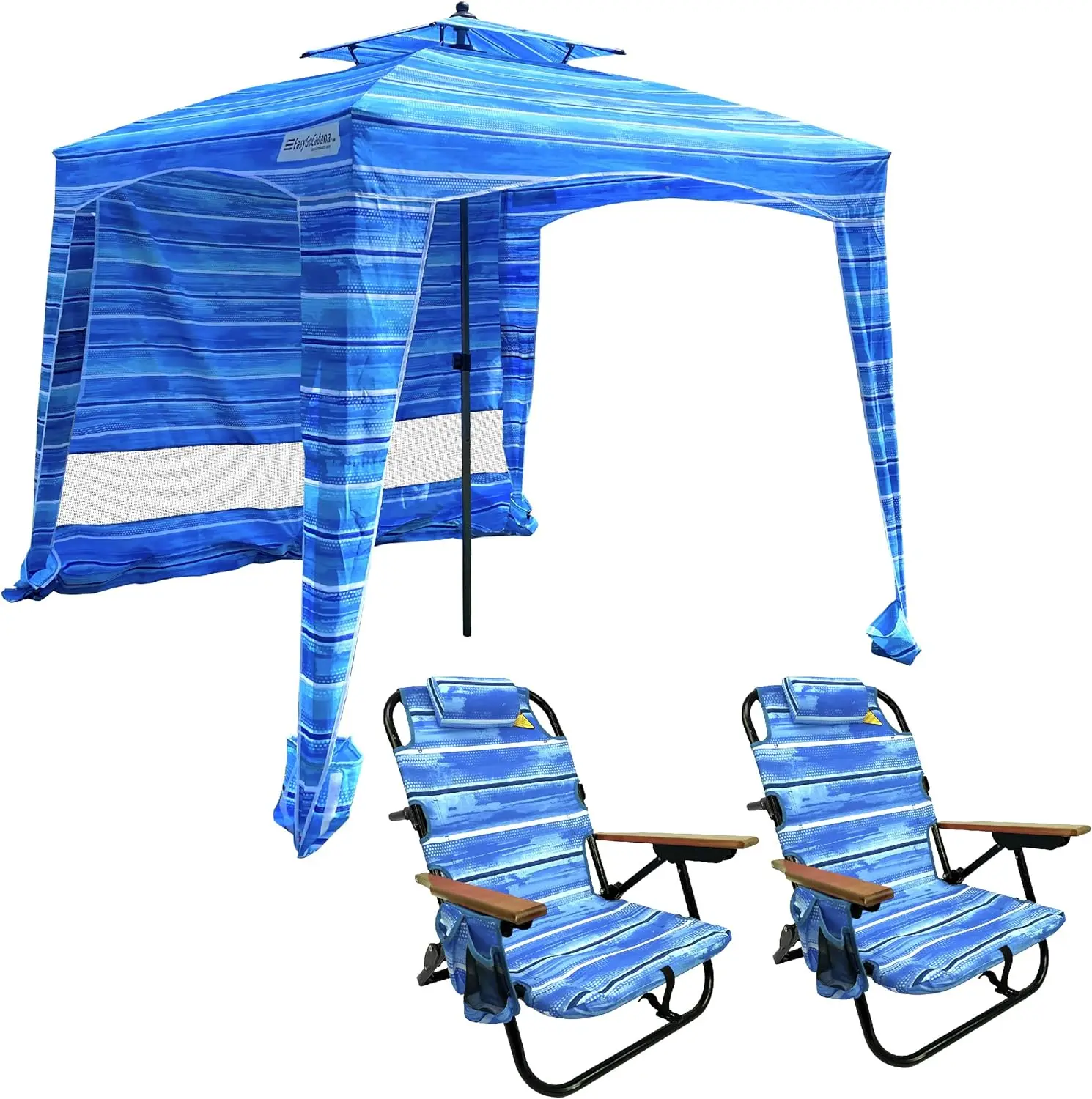 Beach Hut Canopy  Shade Tent  6 'X 6 ' Waterproof  easy to set up  2 level ventilated umbrella  6' X 6 ' bonus sidewall