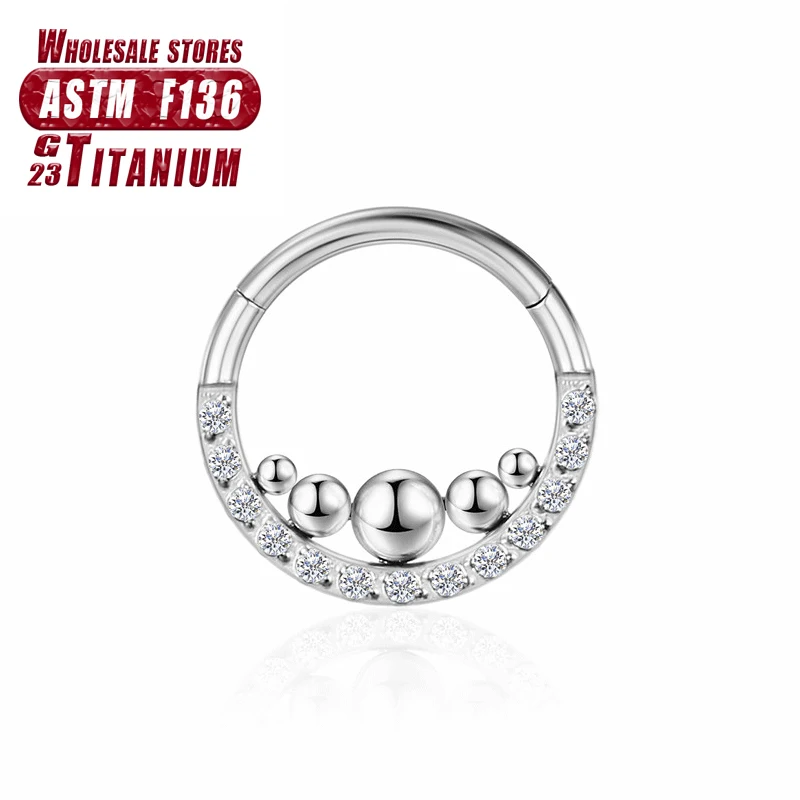 G23 Titanium Flower Nose Rings Hoop Zircon Piercing Diaphragm Tragus Cartilage Ear Perforated Clicker Ladies Lip Body Jewelry