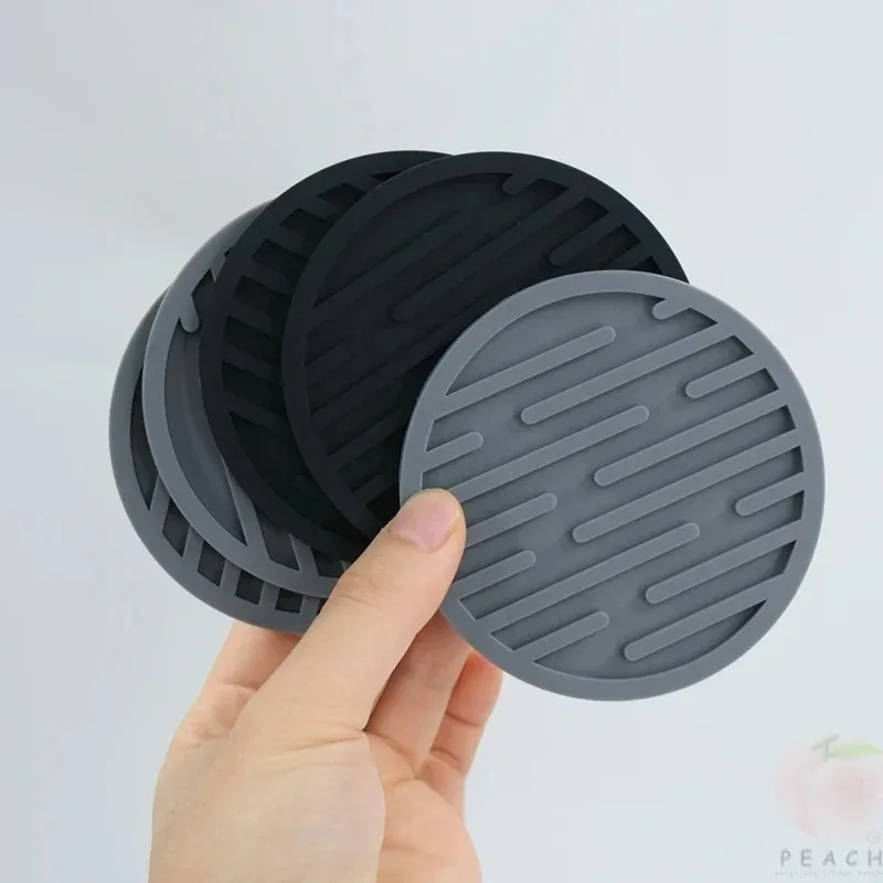 Silicone Coasters Round Heat Resistant Tea Cup Mat Table Mat Drink Coffee Mug Glass Beverage Holder Pad 10cm