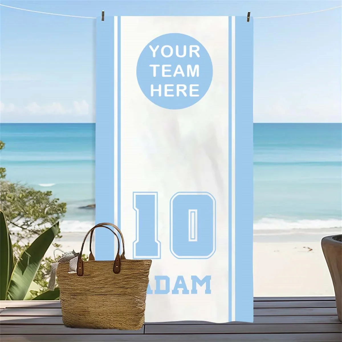 Personalized Custom Sport Team Beach Towel with Badminton Tennis Club Logo Volleyball Soccer Design for School Teams Custom Gift