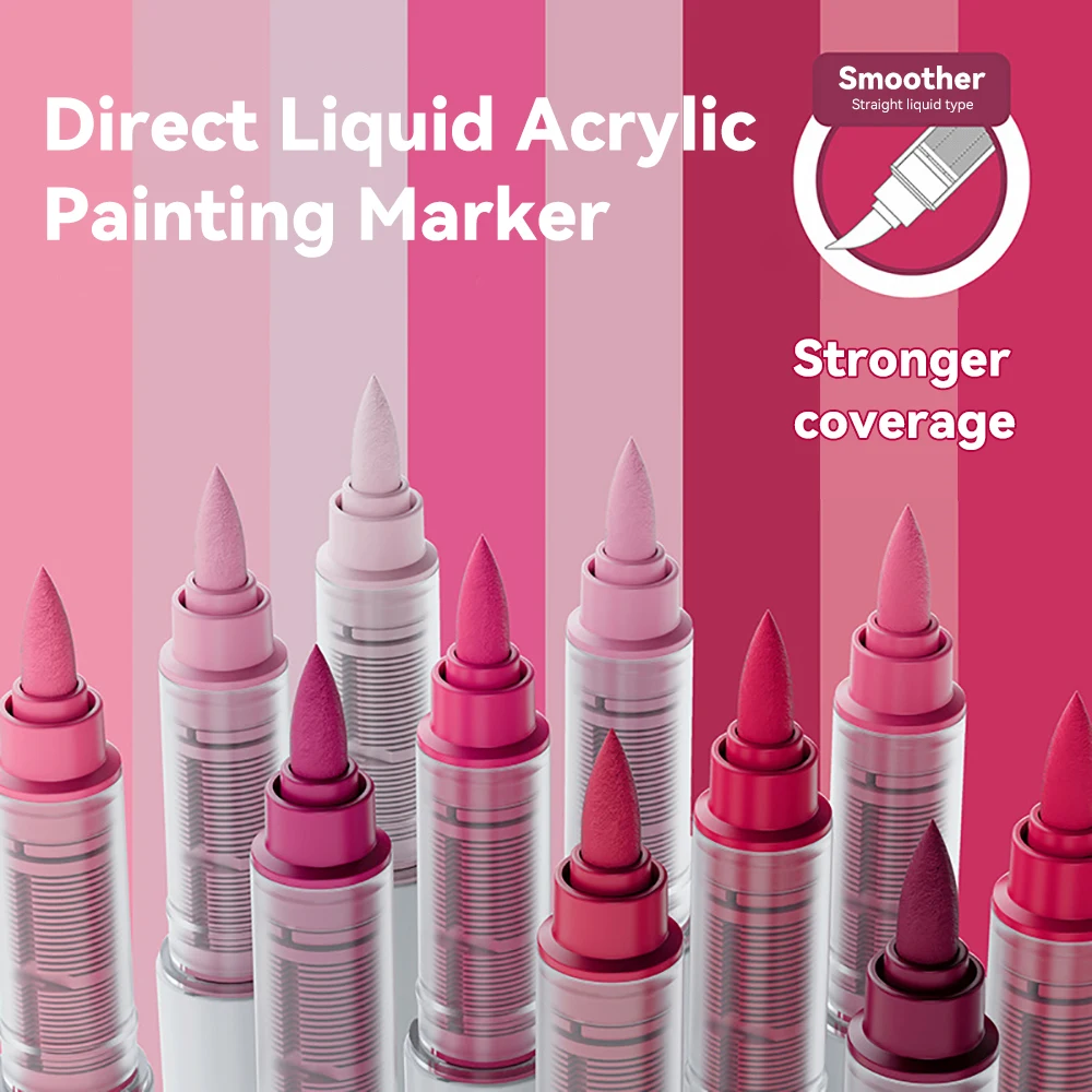 Vibrant 9-Color Acrylic Paint Brush Marker Set