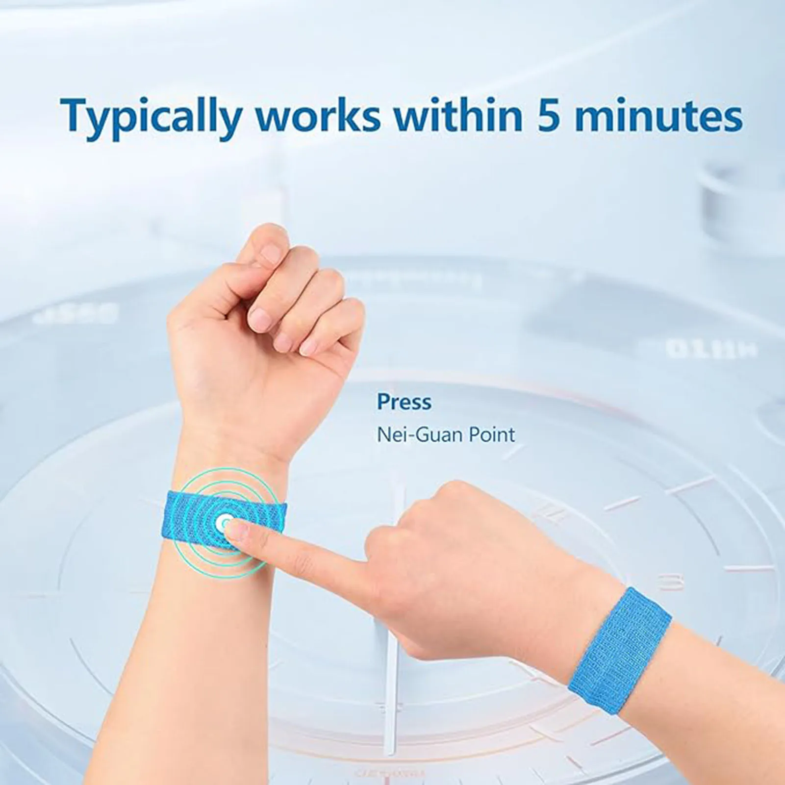 Description Picture 6 of itemTravel Motion Sickness Wristband Braces Chinese Medicine Physiotherapy Nausea Relief Dizziness Vomiting Car Boat Flying Sickness