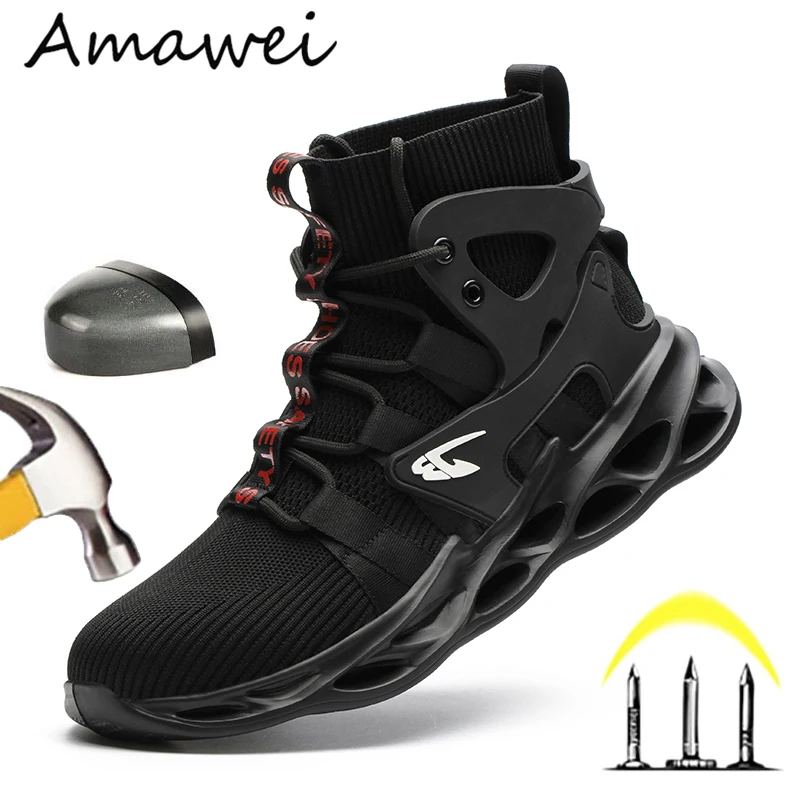 Breathable Women Men Boots Indestructible Safety Shoes Steel Toe Shoes Puncture-proof Sneakers Male Shoes Work Shoes LBX799
