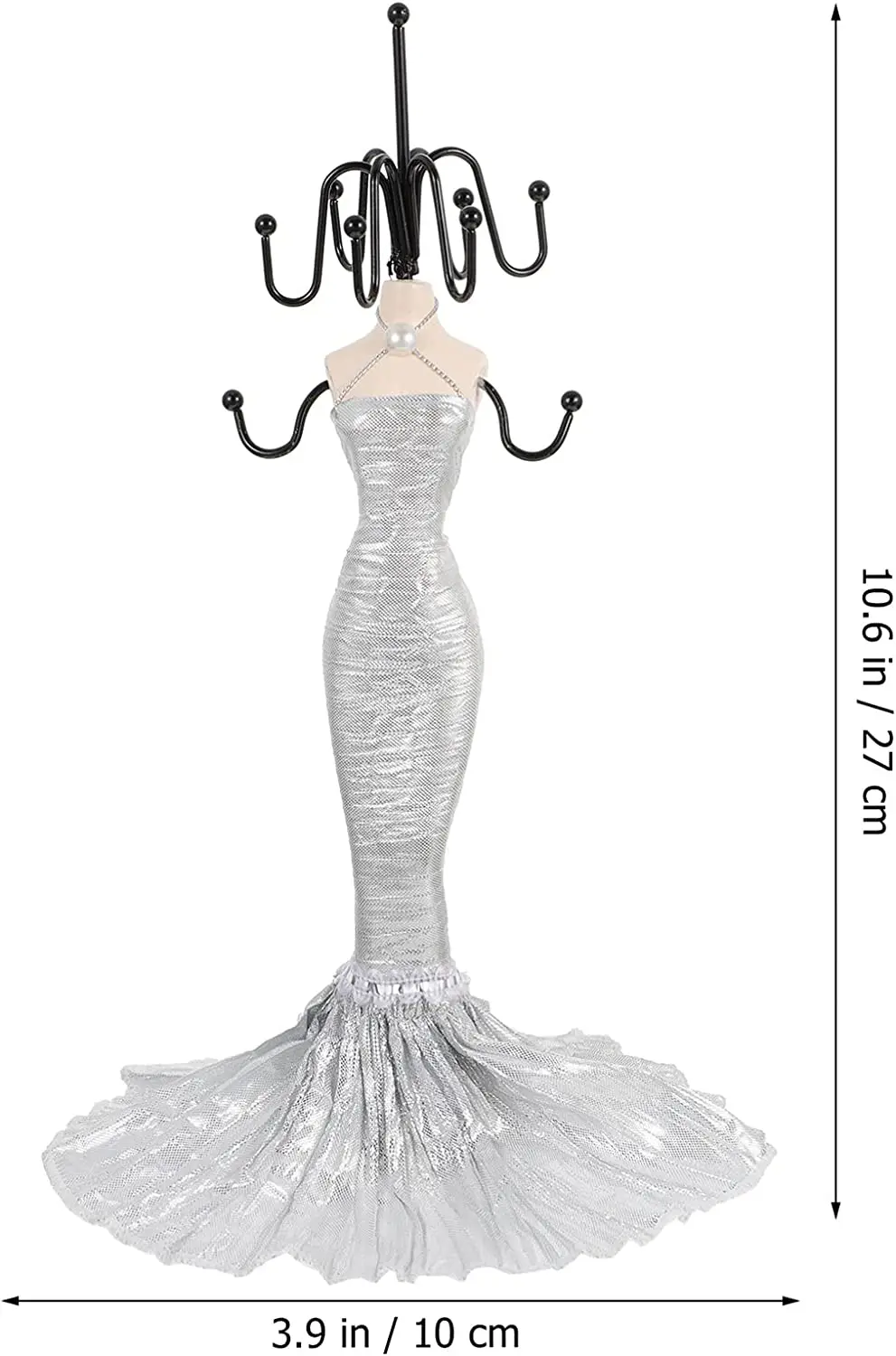 

Iron Jewelry Display Stand Rotatable Metal Organizer Tower With Wedding Dress Design Necklace Tree Bracelet Display Stand