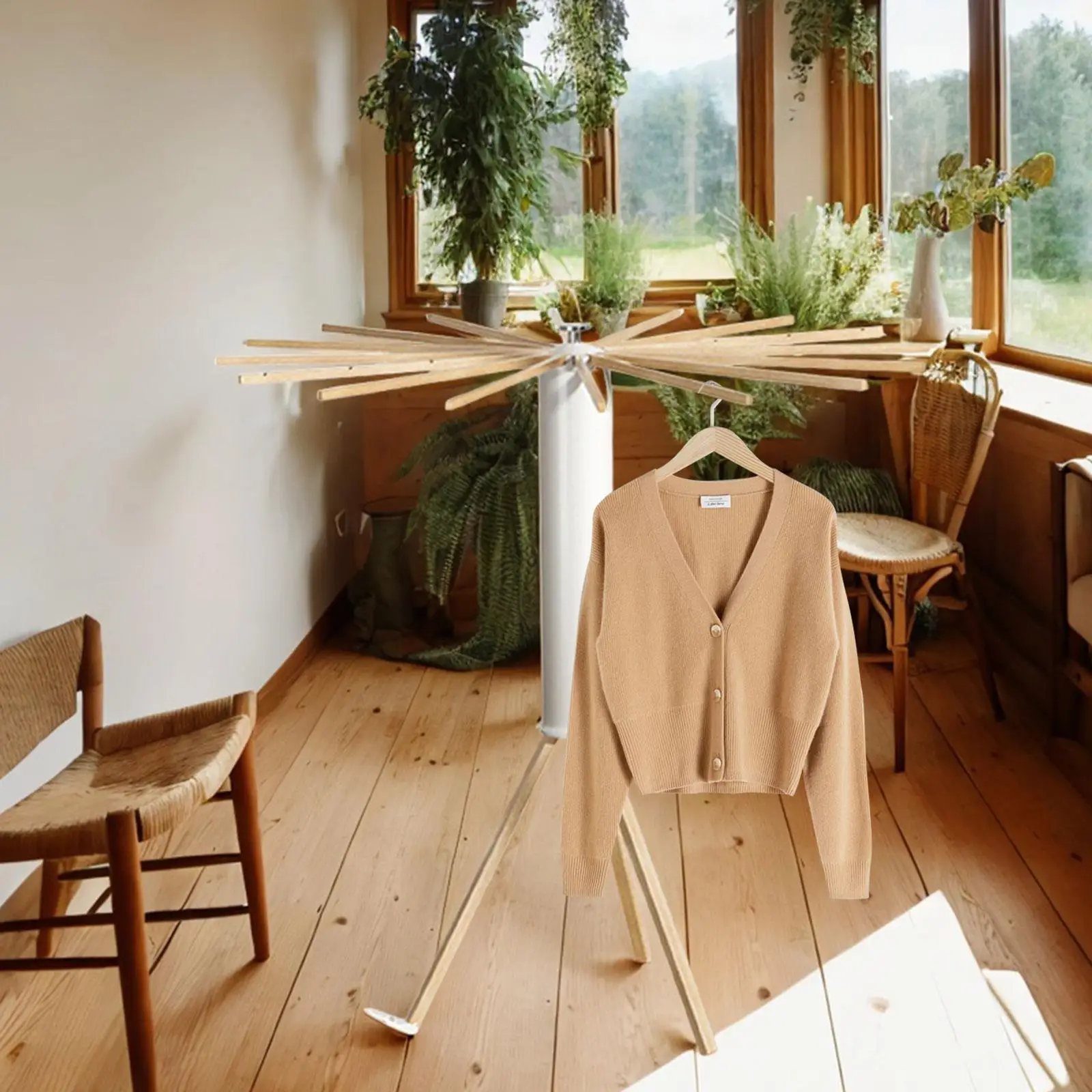 

Tripod Clothes Drying Rack Folding Coat Hanger for Indoor Outdoor Travel